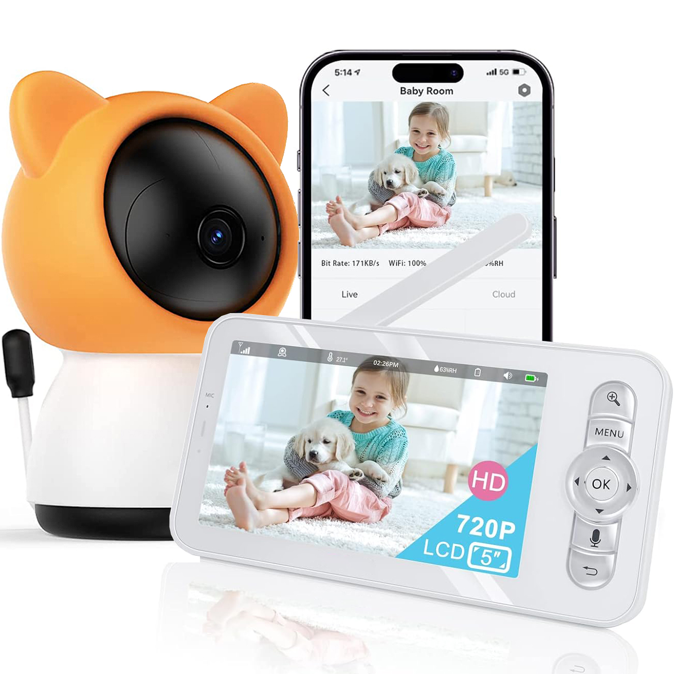 Audio Music Track - 2K/3MP 5-inch Wireless Baby Monitor, Smartphone