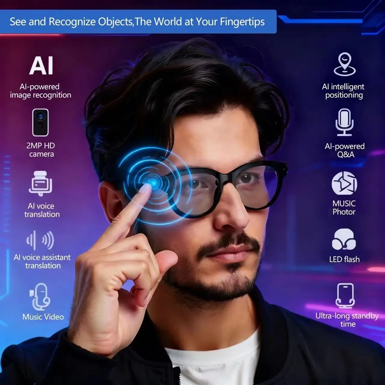 AI Sunglasses for Men with Rea - Audio Music Arabic review and price