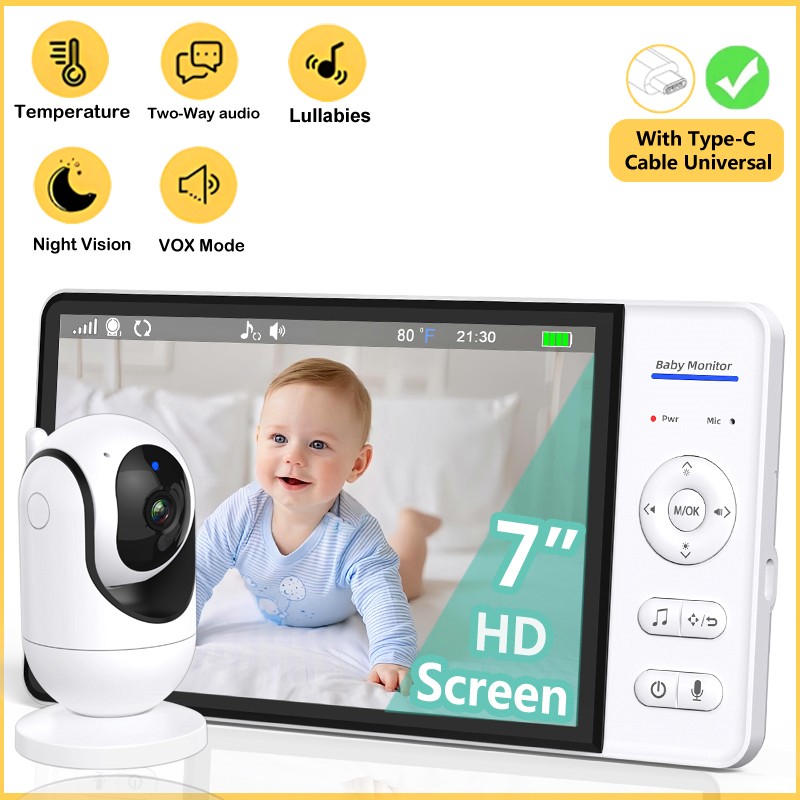 No WiFi 7 Inch Baby Monitor 2- - Audio Music Video review and price