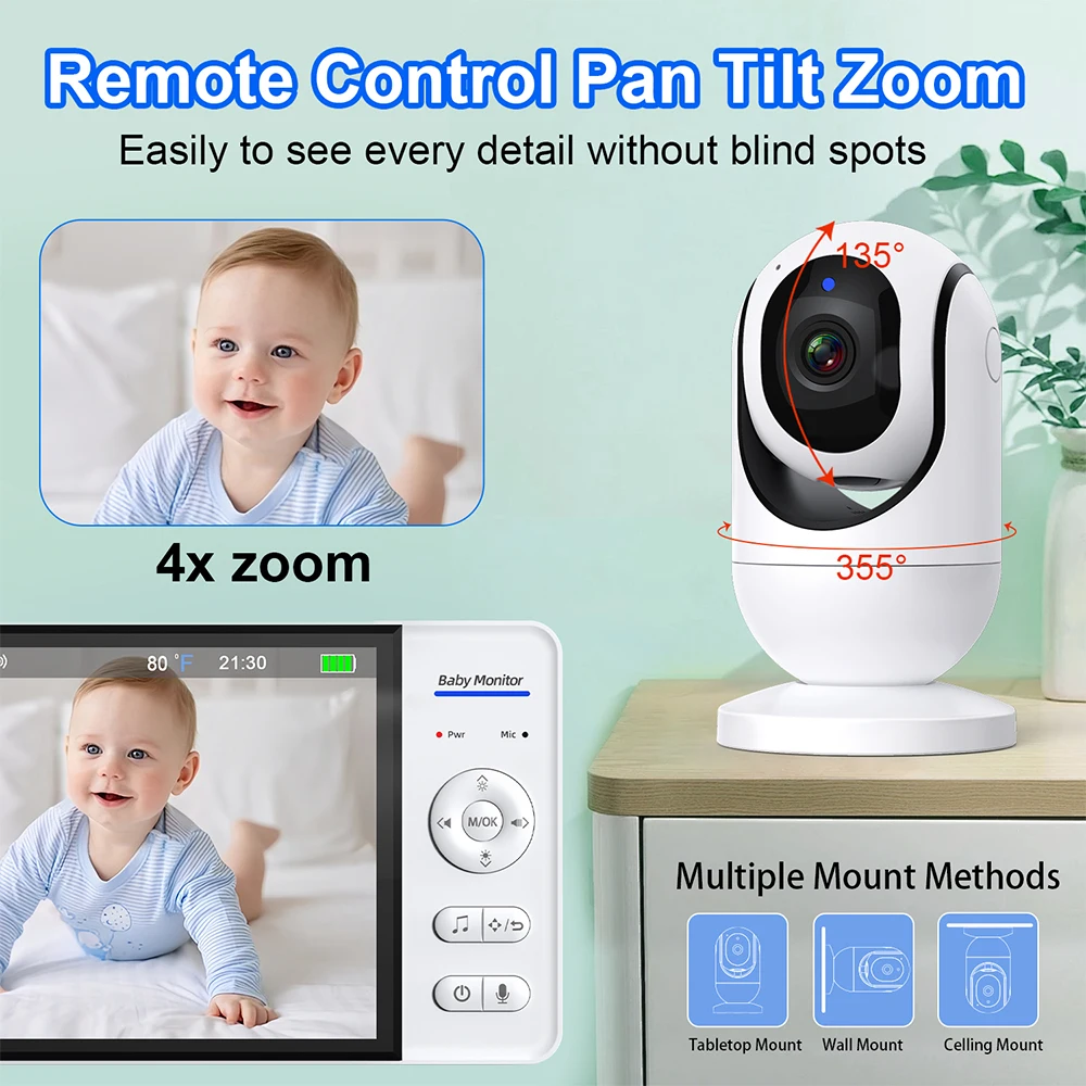 No WiFi 7 Inch Baby Monitor 2- - Audio Music Video review and price