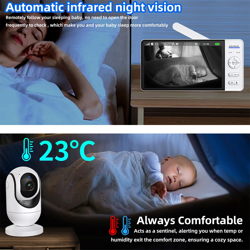 No WiFi 7 Inch Baby Monitor 2- - Audio Music Video review and price