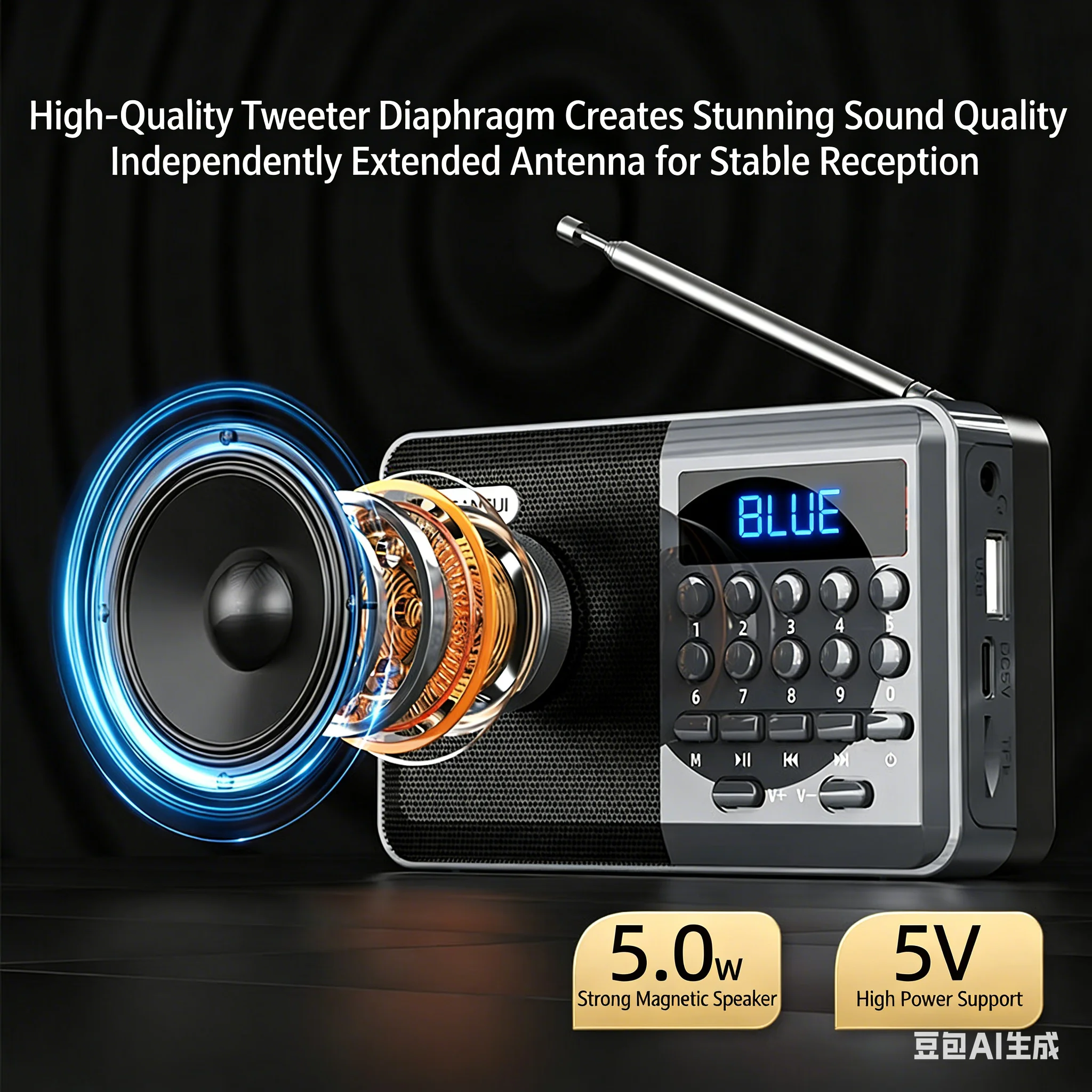 Mini FM Radio Bluetooth Speake - Audio Music Mp3 Songs review and price