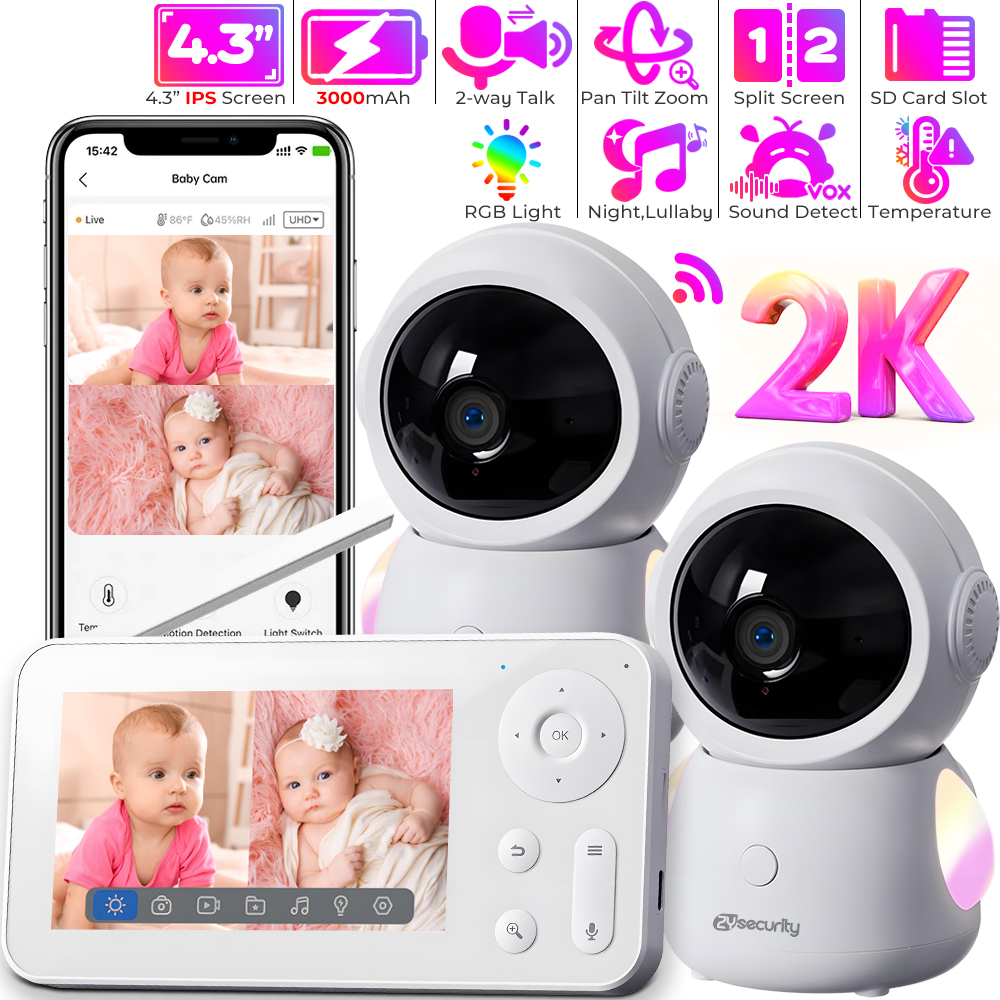 2K 3MP Two Camera WiFi Baby Mo - Audio Music Track review and price